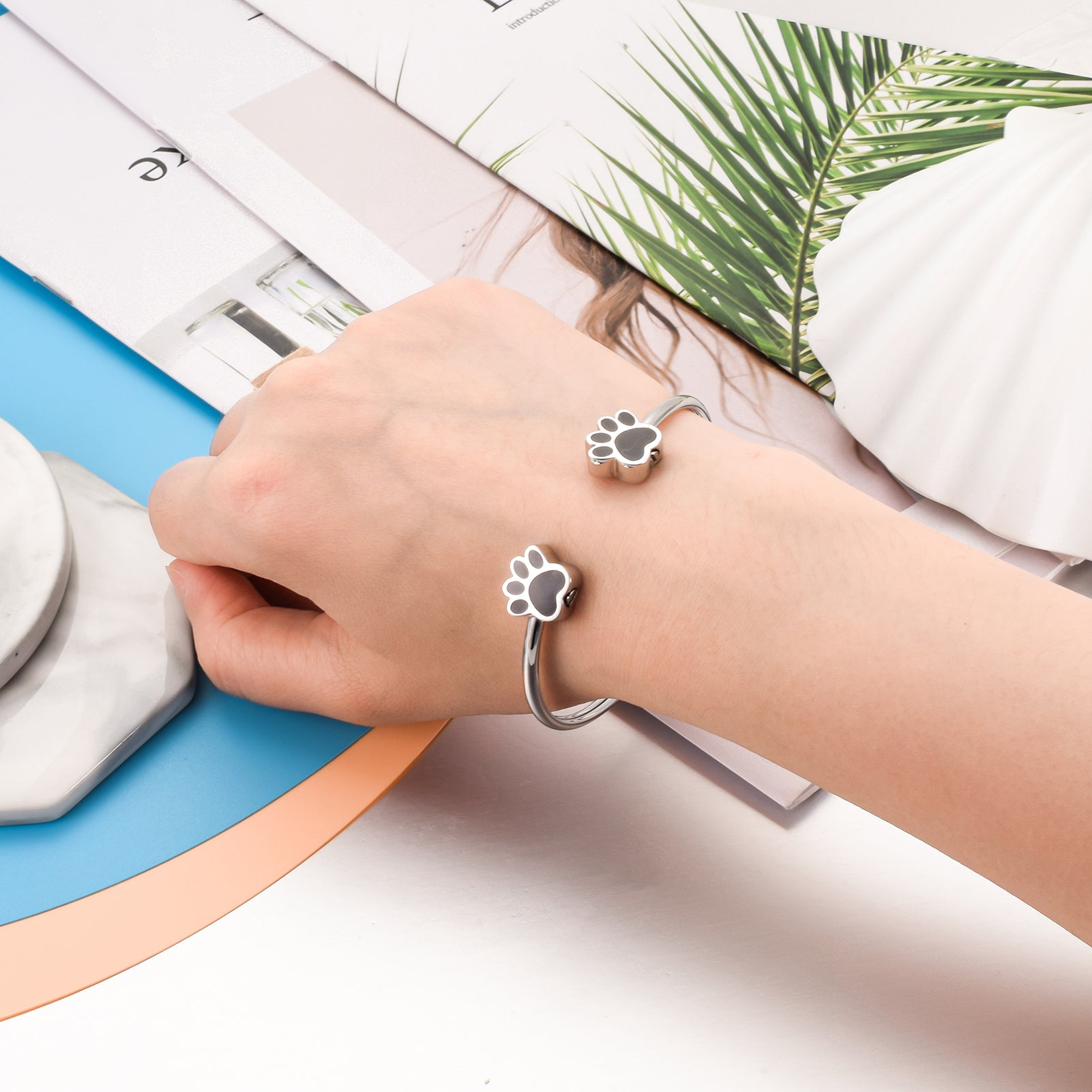 Pet Paw Print Urn Bracelet for Ashes