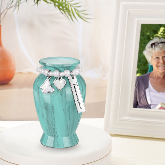 Mint Green Memories Personalized Keepsake Urn for Ashes