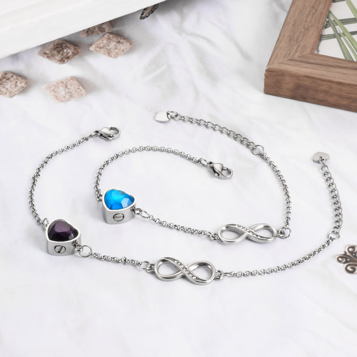Purple Infinity Heart Crystal Urn Bracelet for Ashes