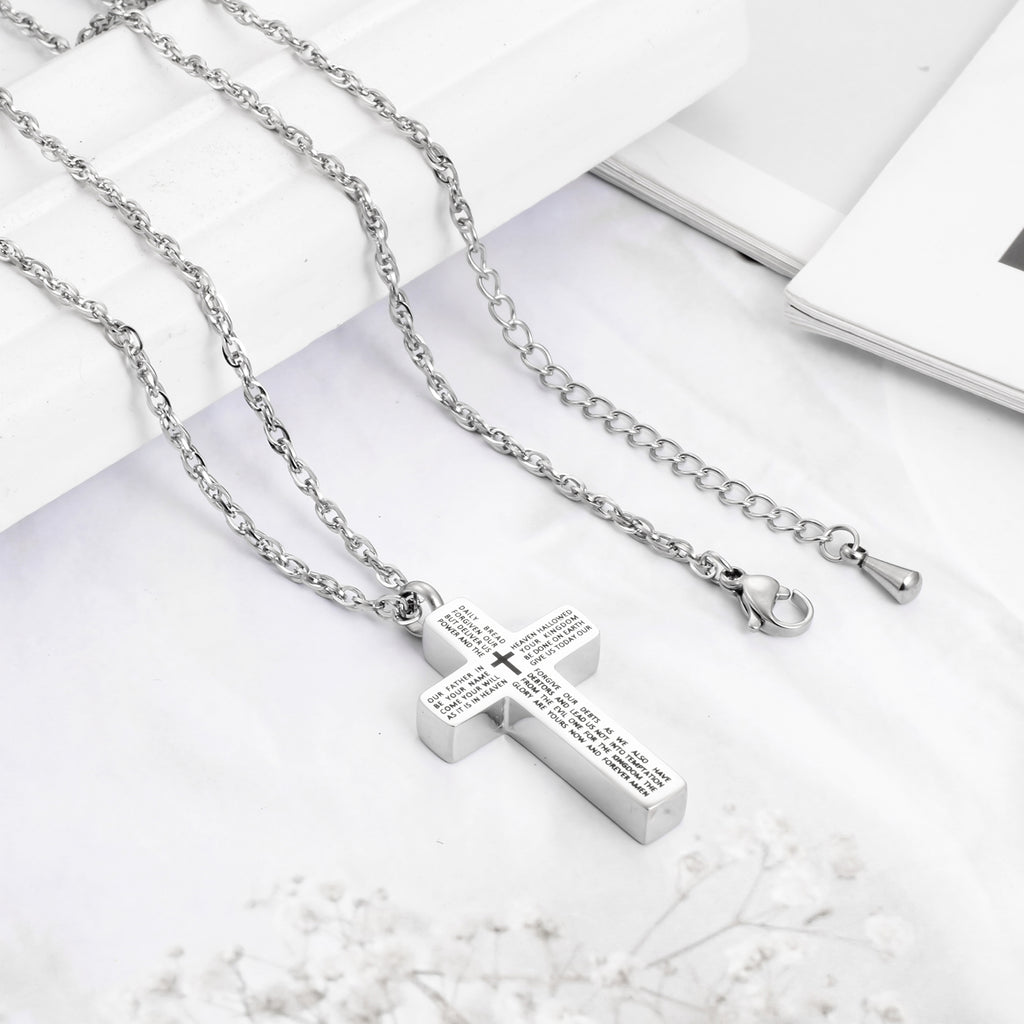 Cremation Cross Necklace for Ashes