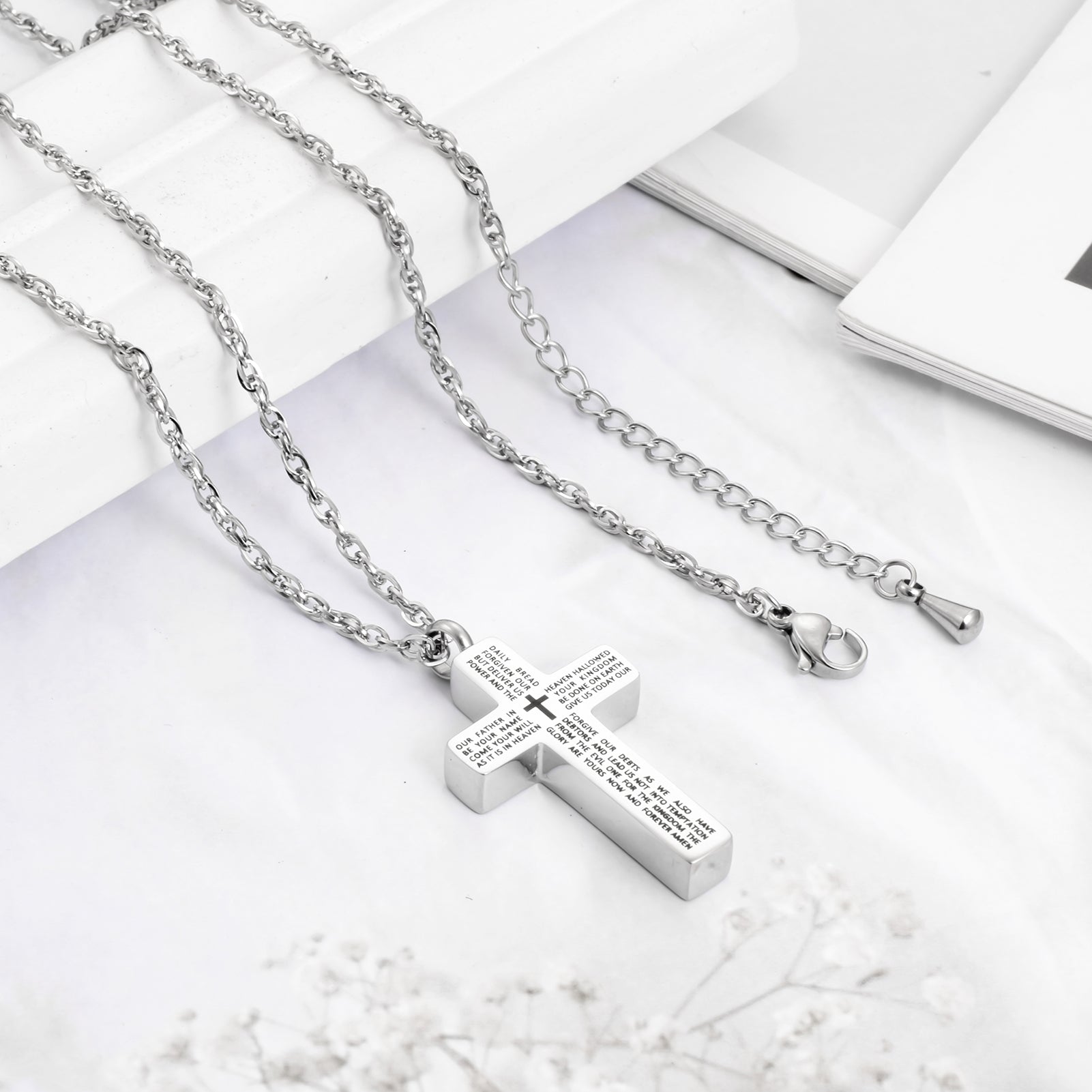 Cremation Cross Necklace for Ashes