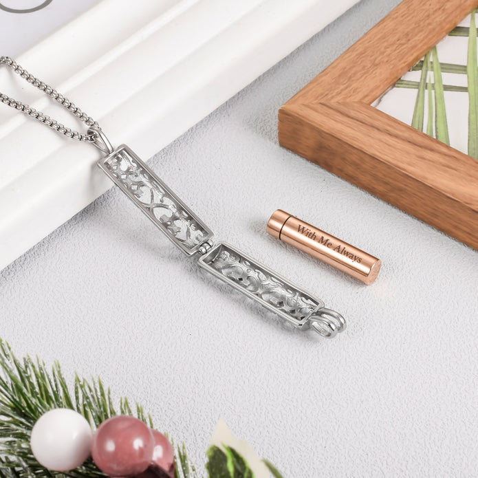 Hollow Cylinder Urn Cremation Necklace for Ashes