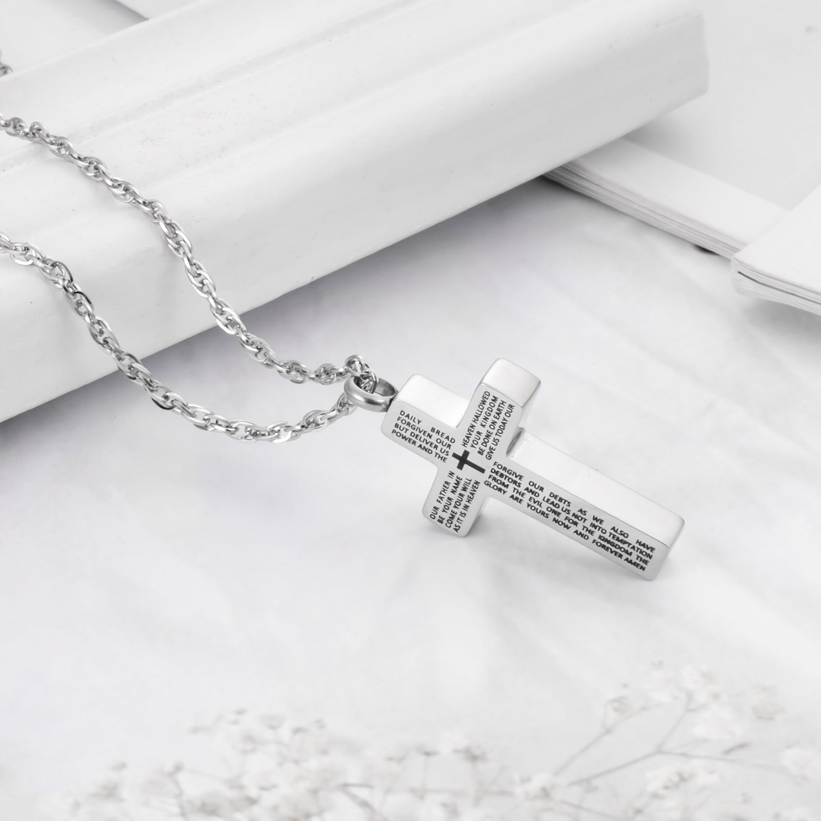 Cremation Cross Necklace for Ashes
