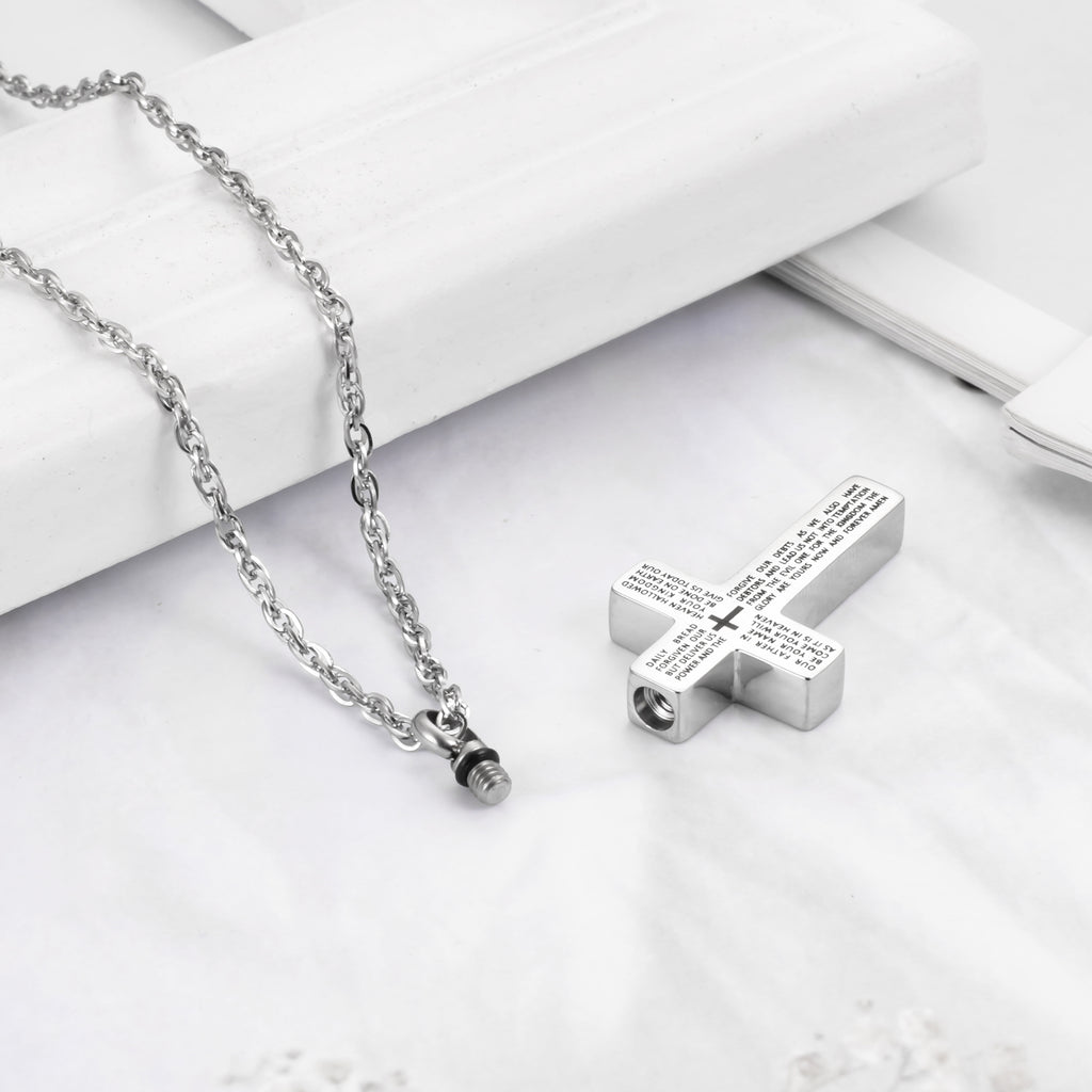 Cremation Cross Necklace for Ashes