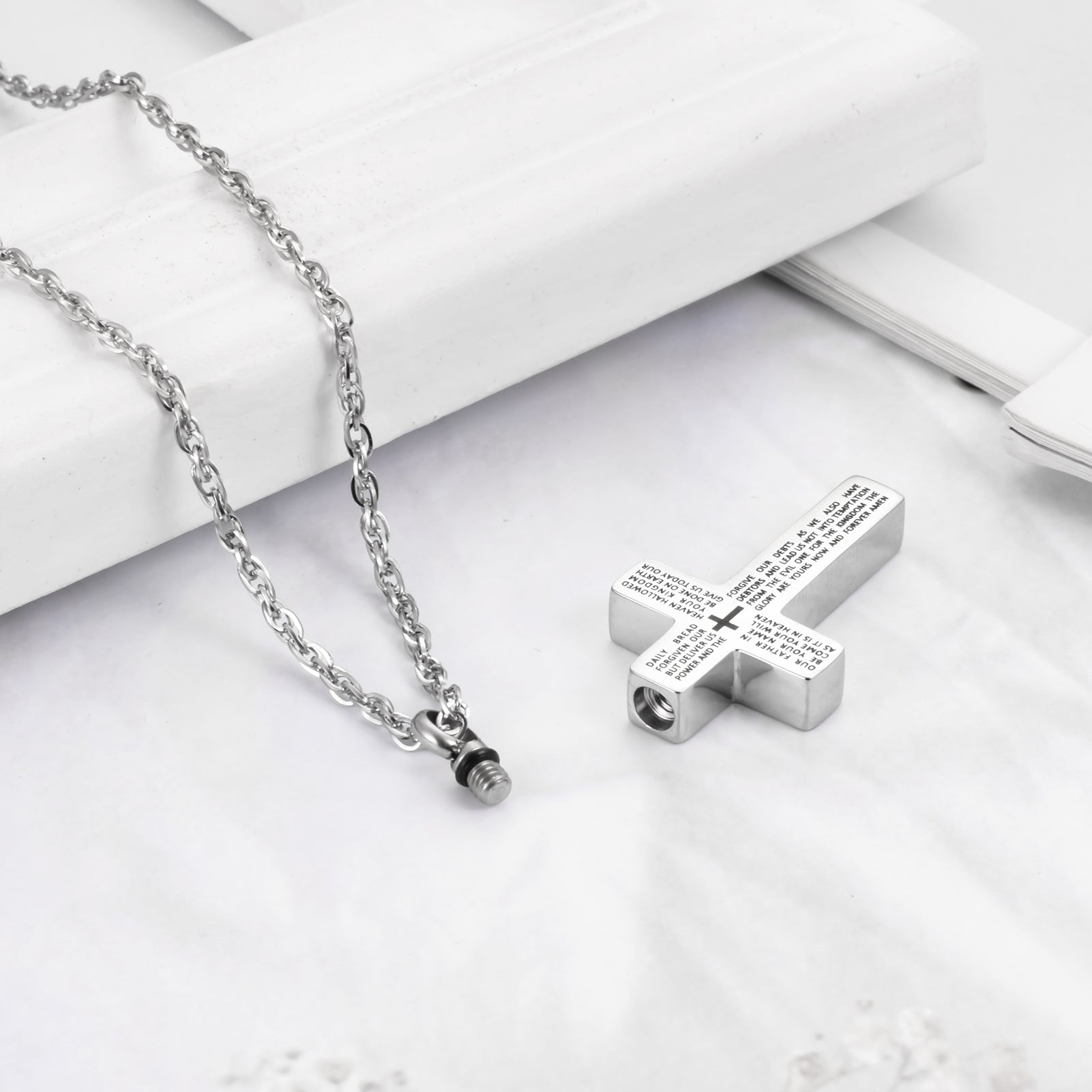 Cremation Cross Necklace for Ashes