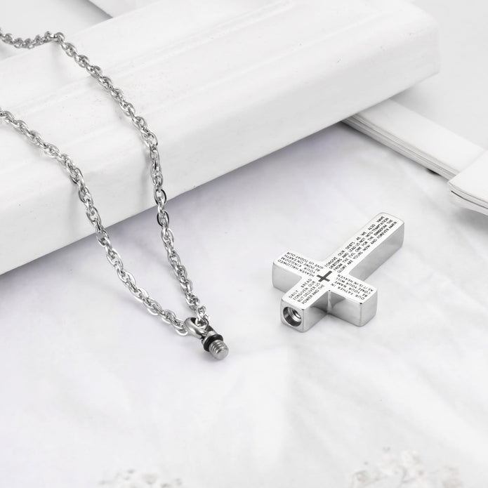 Cremation Cross Necklace for Ashes
