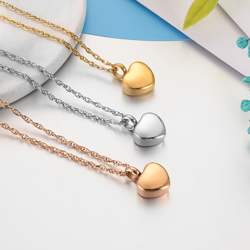 Plain Heart Urn Cremation Necklace for Ashes