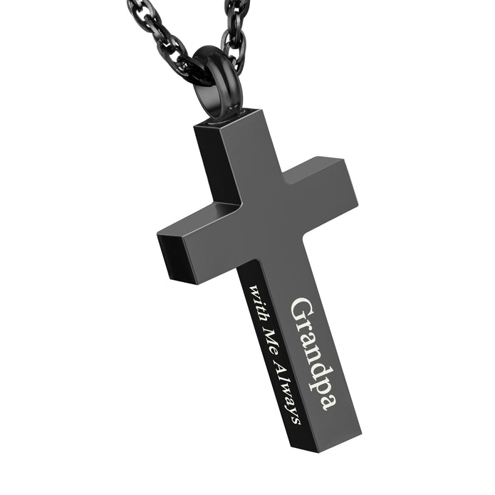 Black Cross Cremation Necklace for Ashes