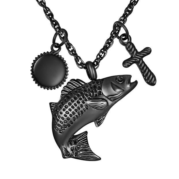 Black Fish Urn Cremation Necklaces for Ashes