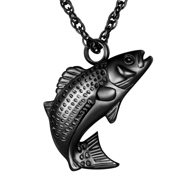 Black Fish Urn Cremation Necklaces for Ashes