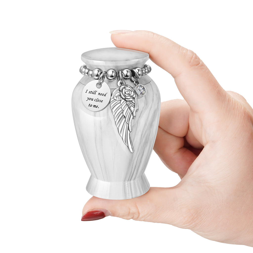 Marble White Memories Personalized Keepsake Urn for Ashes