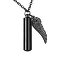 Dletay Cylinder Cremation Urn Necklace for Ashes Memorial Keepsake Pendant with Angel Wing