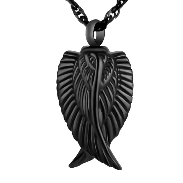 Black Angel Wing Urn Cremation Necklaces for Ashes