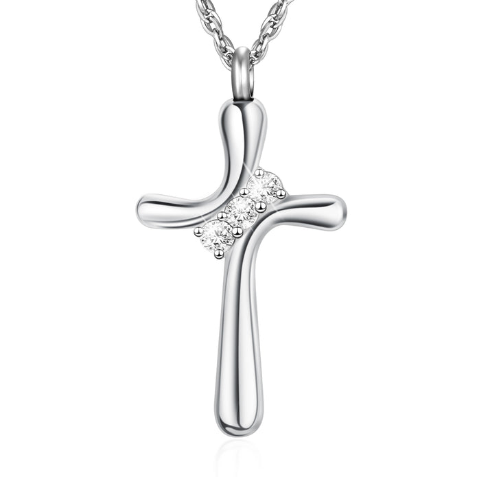 Dletay Cross Cremation Memorial Jewelry Crystal Urn Necklace