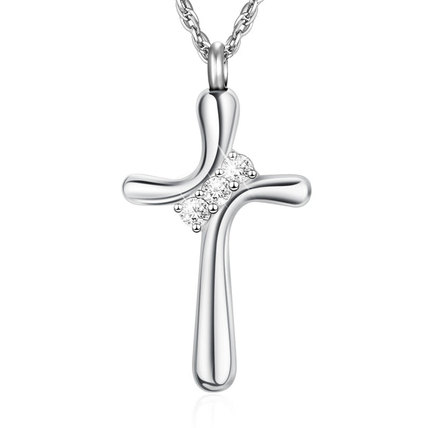 Dletay Cross Cremation Memorial Jewelry Crystal Urn Necklace