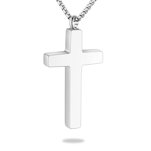 Silver Cross Cremation Necklace for Ashes