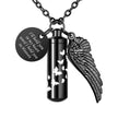 Black Butterfly Cylinder Medium Urn Cremation Necklace for Ashes