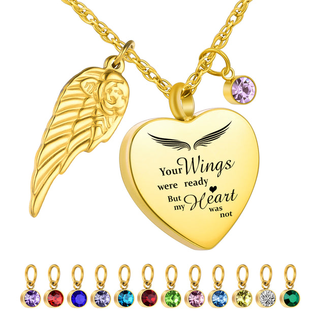 Your Wings Were Ready Heart Necklace for Ashes