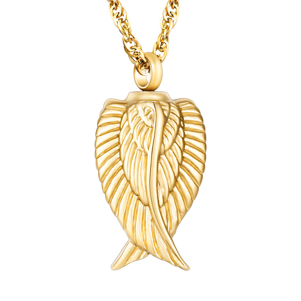 Gold Angel Wing Urn Cremation Necklaces for Ashes