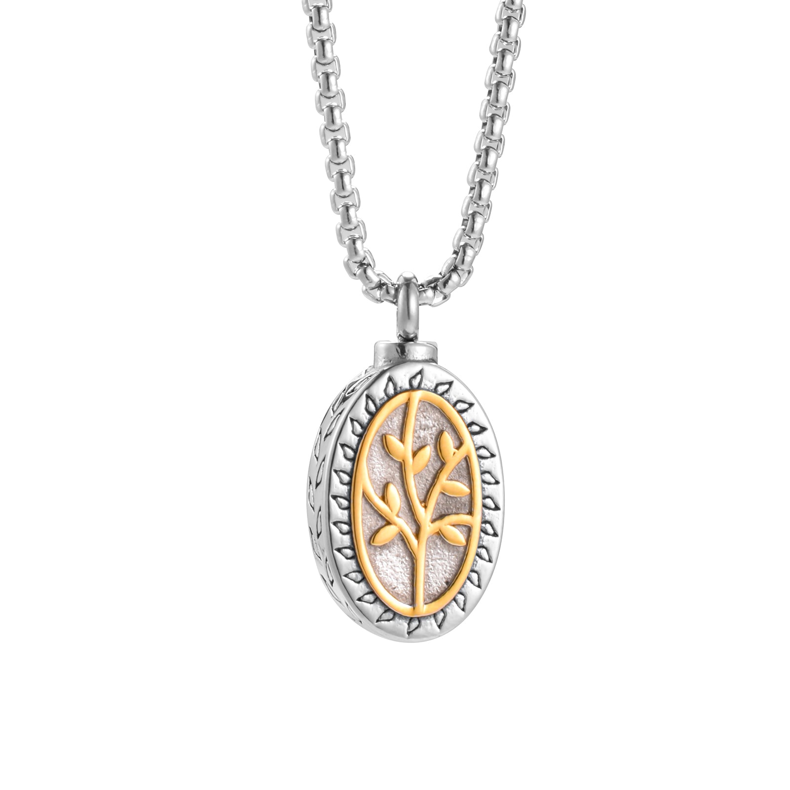 Oval Tree of Life Urn Cremation Necklace for Ashes