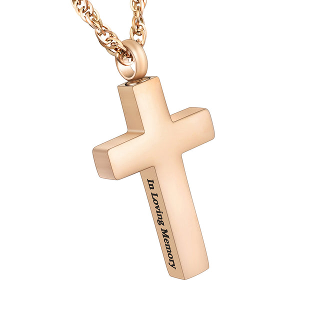 In Loving Memory Cross Necklace for Ashes