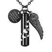 Black Butterfly Cylinder Large Urn Cremation Necklace for Ashes