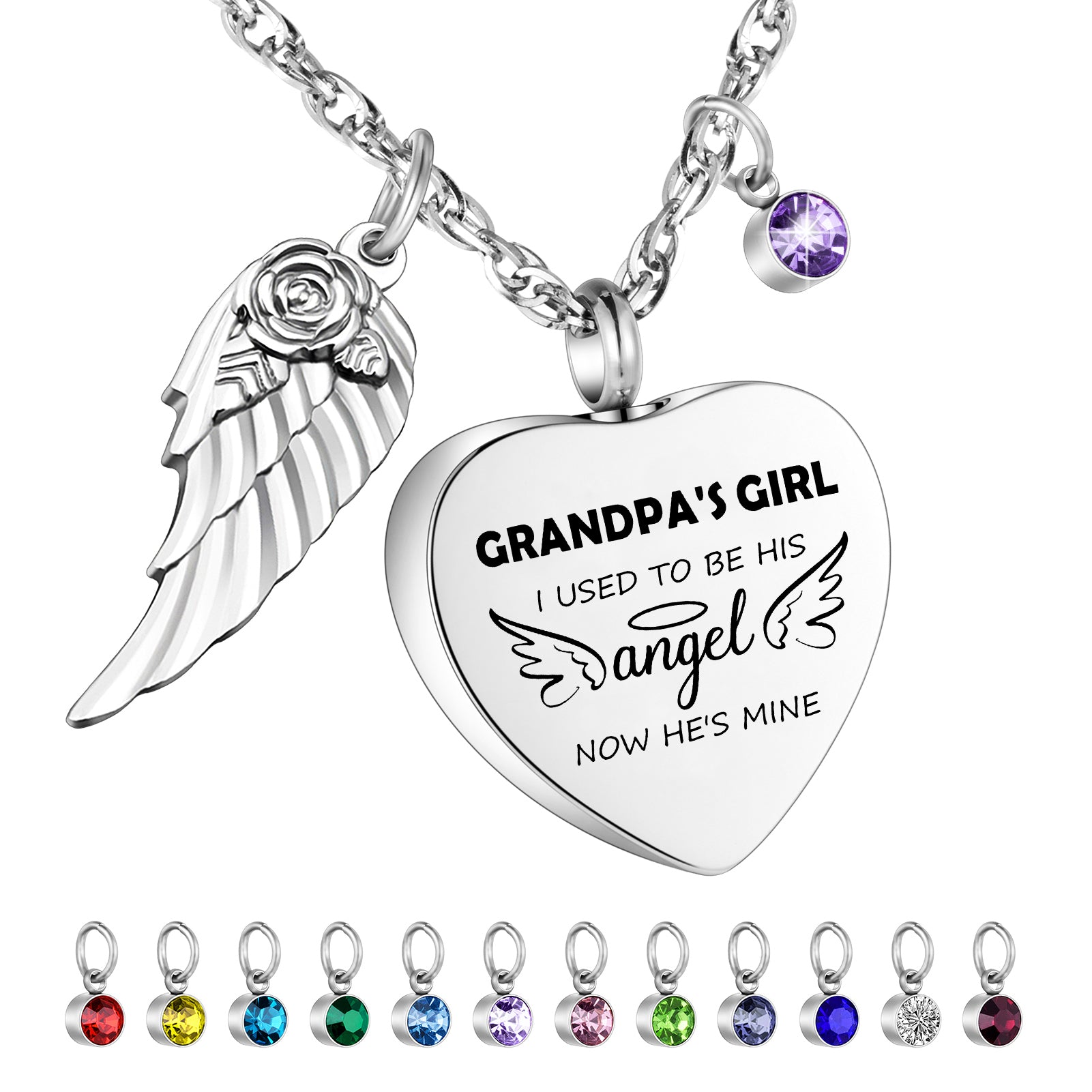 Angel Memorial Heart Necklace for Ashes