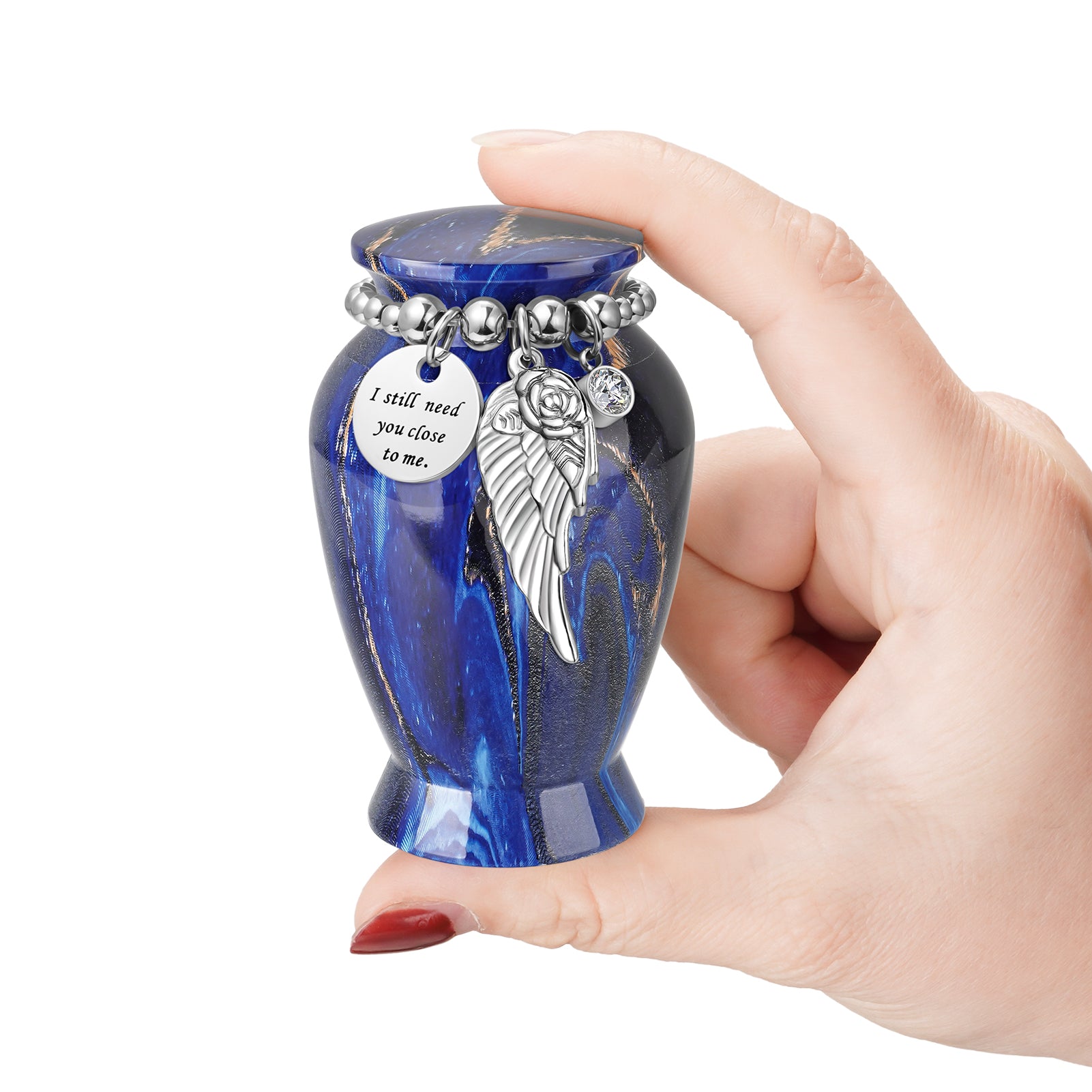 Navy Blue Memories Personalized Keepsake Urn for Ashes
