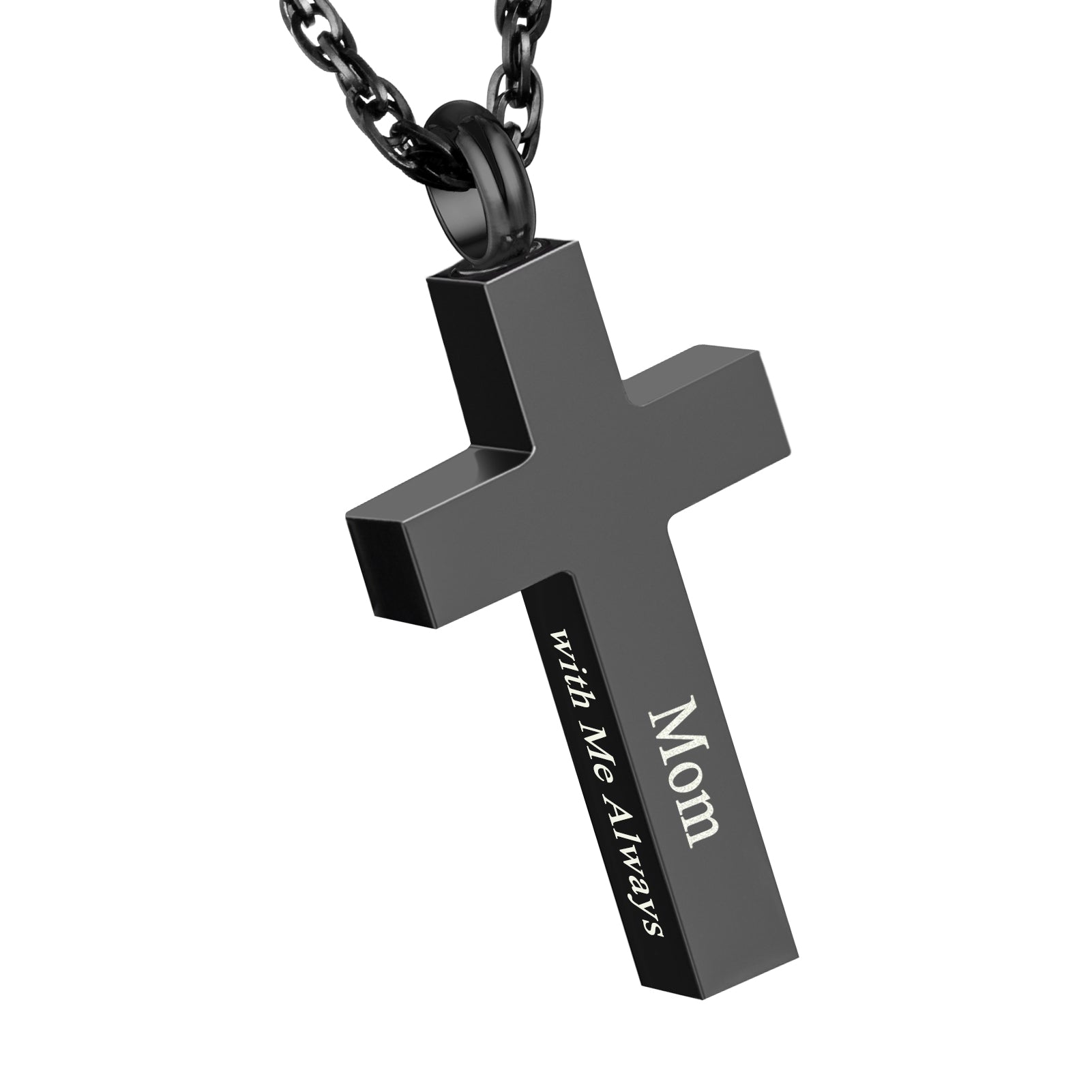 Black Cross Cremation Necklace for Ashes