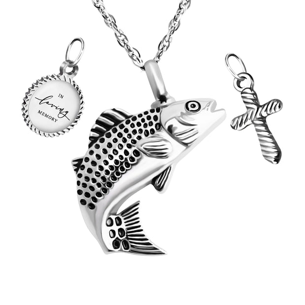 Silver Fish Urn Cremation Necklaces for Ashes