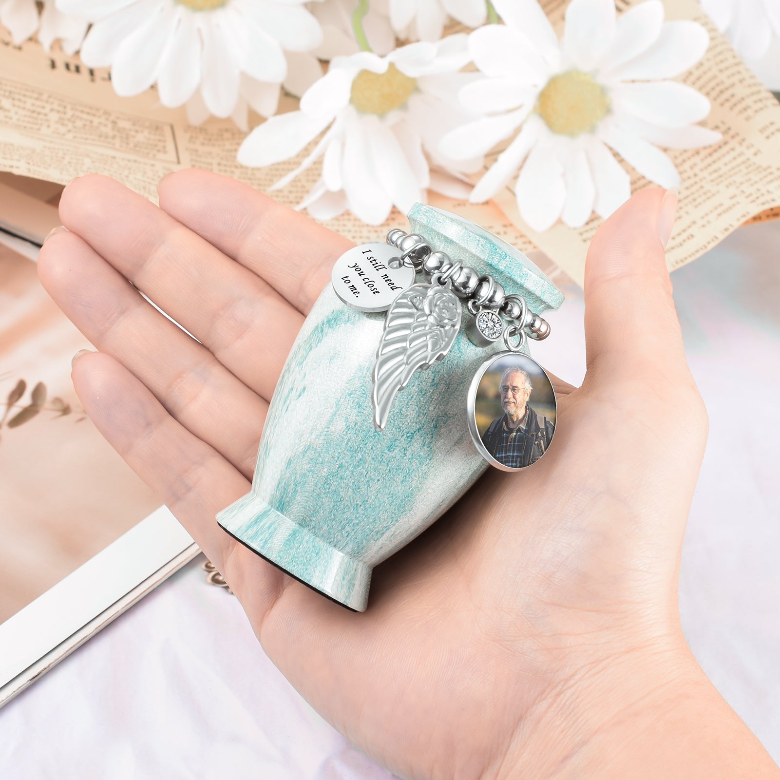 Lake Green Aluminum Small Urns for Human Ashes Keepsake