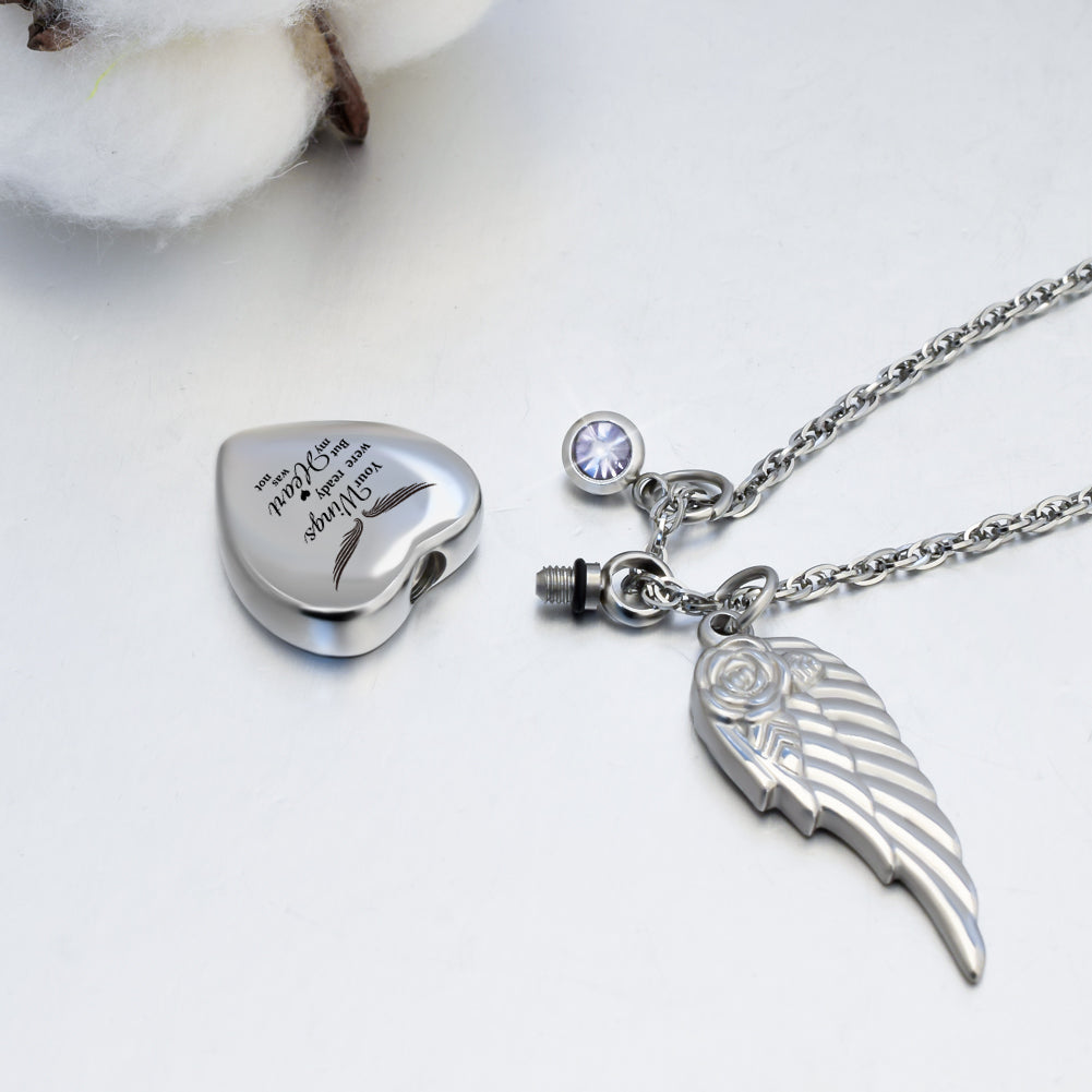 Heart Urn Necklace for Ashes with 12 Birthstones Cremation Jewelry