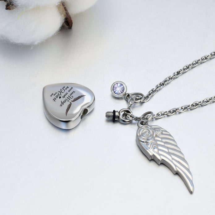 Heart Urn Necklace for Ashes with 12 Birthstones Cremation Jewelry