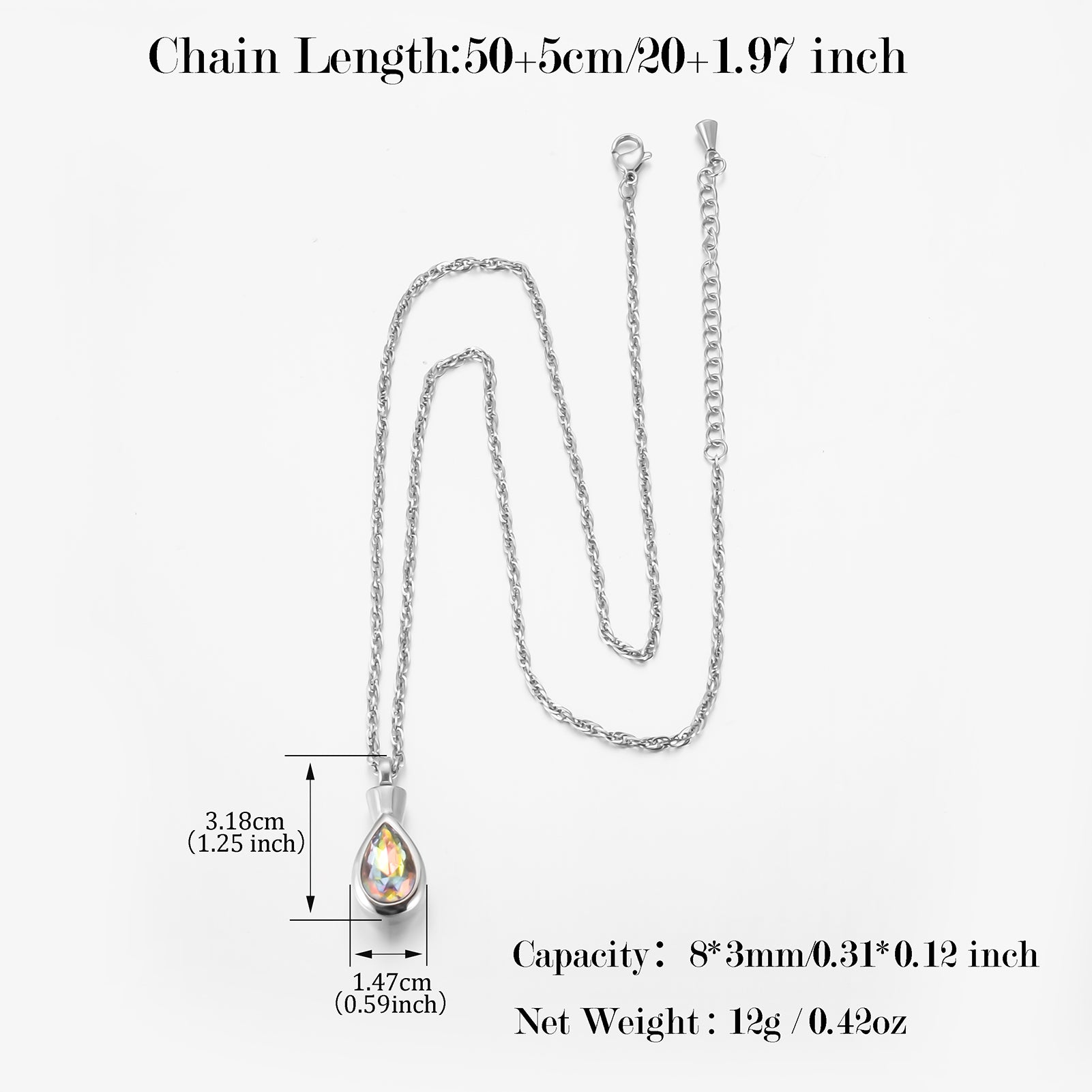 Teardrop Urn Cremation Necklace for Ashes