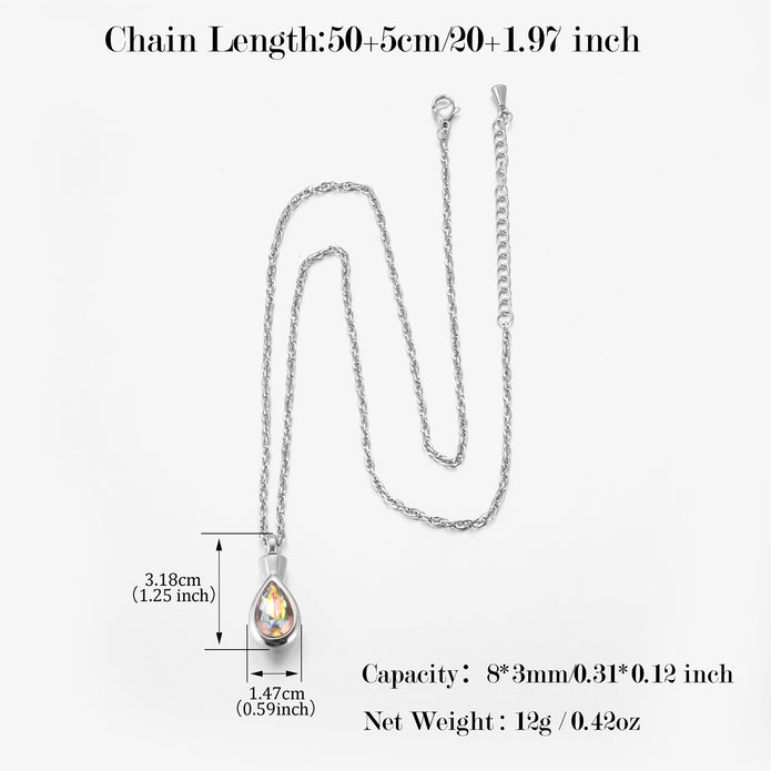 Teardrop Urn Cremation Necklace for Ashes