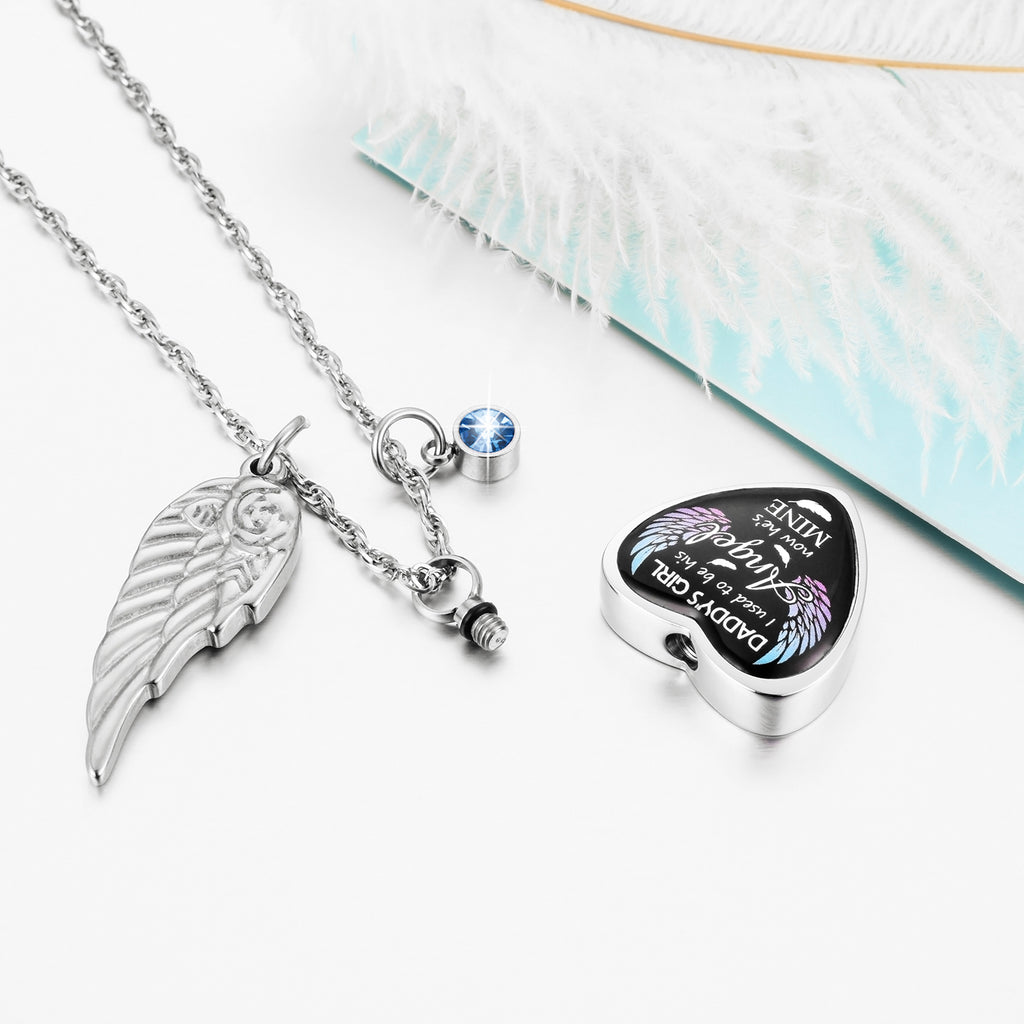 Daddy’s Angel Heart Necklace for Ashes