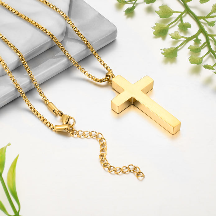 Gold Cross Cremation Necklace for Ashes