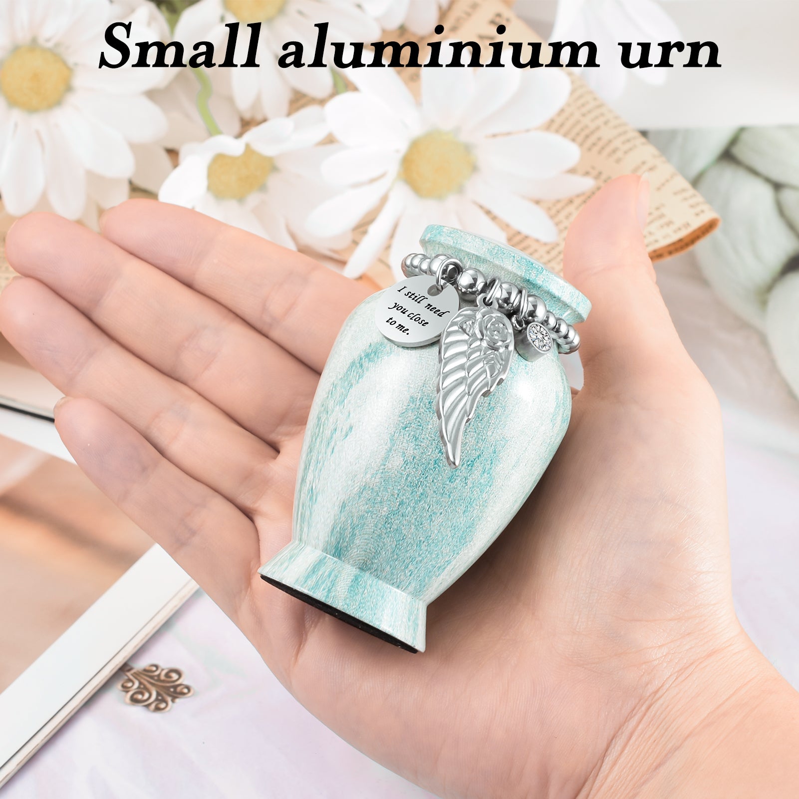 Lake Green Aluminum Small Urns for Human Ashes Keepsake