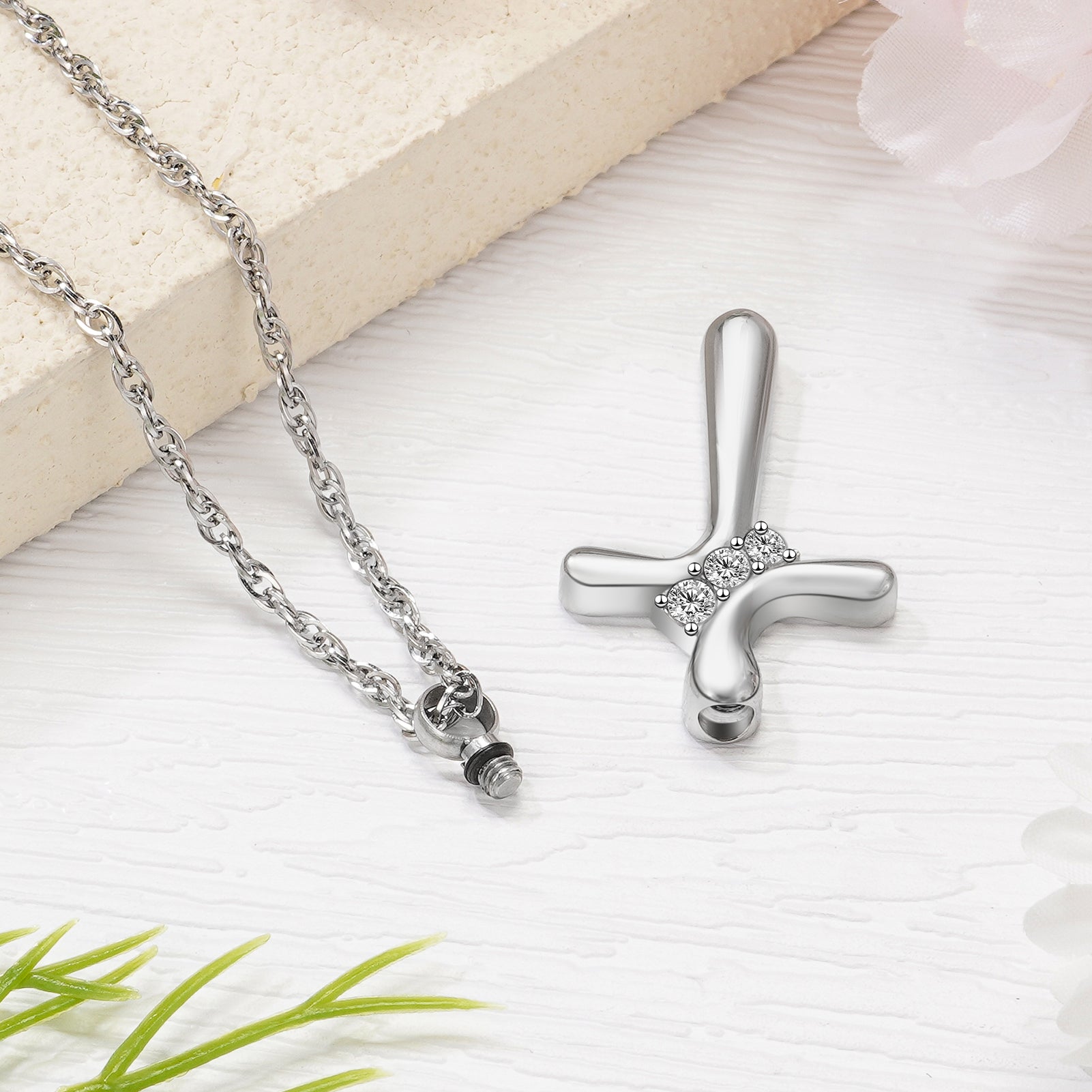 Dletay Cross Cremation Memorial Jewelry Crystal Urn Necklace