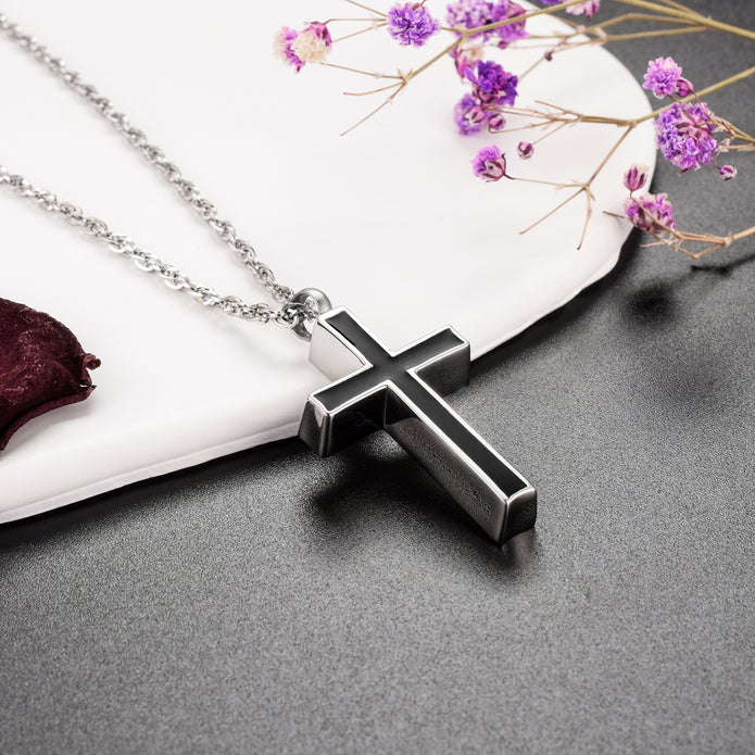 Dletay Cross Urn Necklace for Ashes Cremation Jewelry for Ashes Memorial Ash Necklace for Men Women