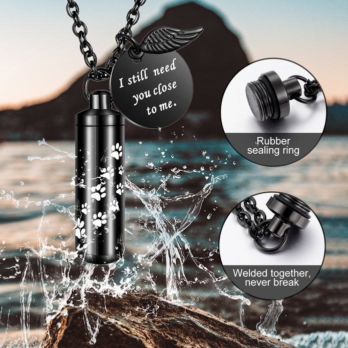 Cylinder Cremation Jewelry Urn Necklace for Ashes for Pet