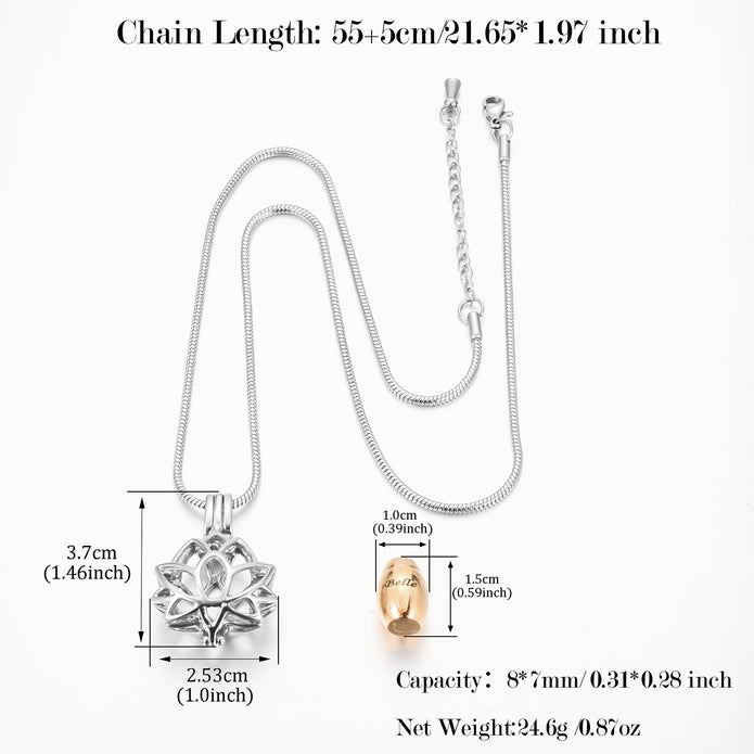 Lotus Urn Cremation Necklace for Ashes