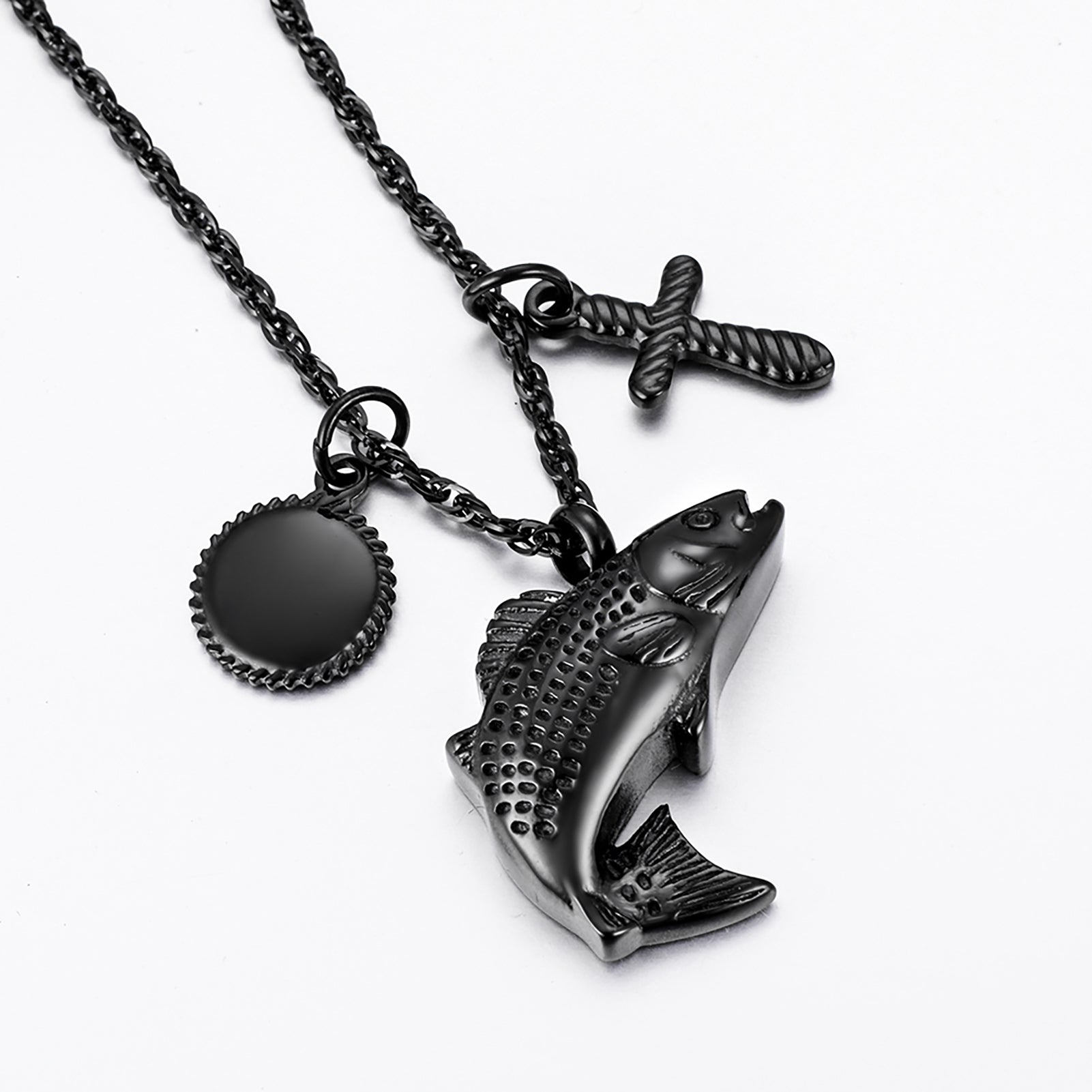 Black Fish Urn Cremation Necklaces for Ashes