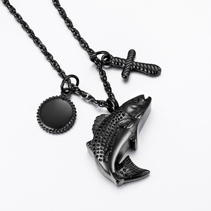 Black Fish Urn Cremation Necklaces for Ashes