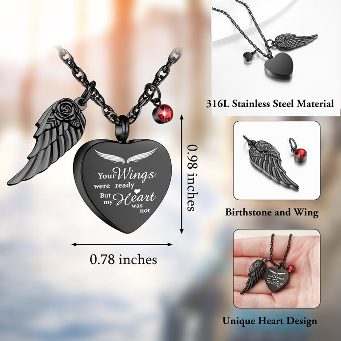 Your Wings Were Ready Heart Necklace for Ashes