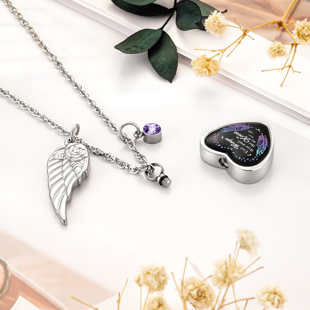 Your Wings Were Ready Memorial Heart Necklace