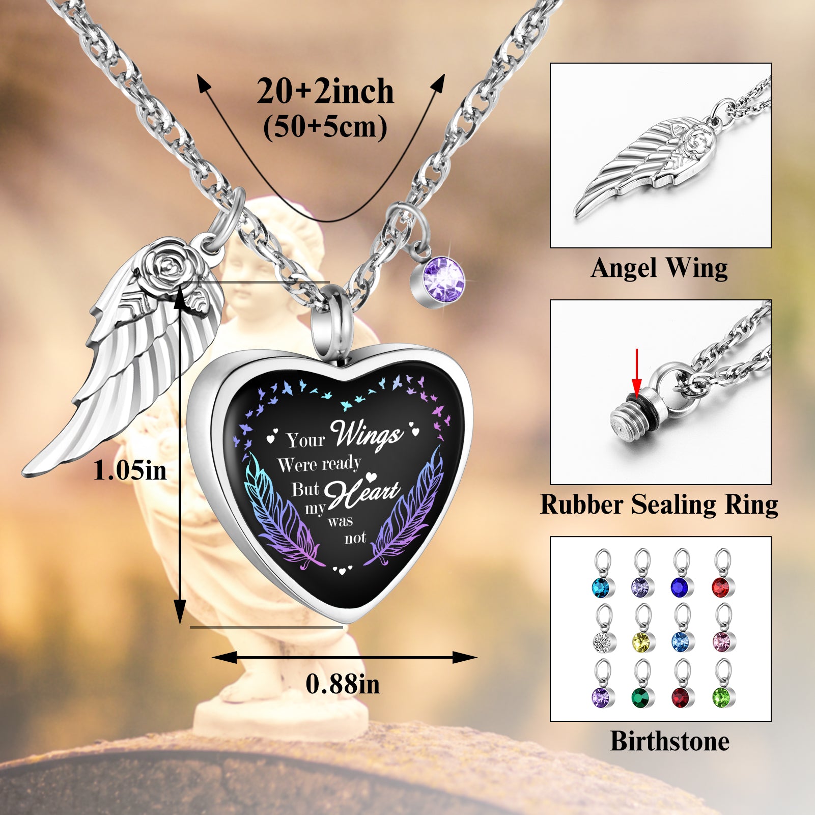 Your Wings Were Ready Memorial Heart Necklace