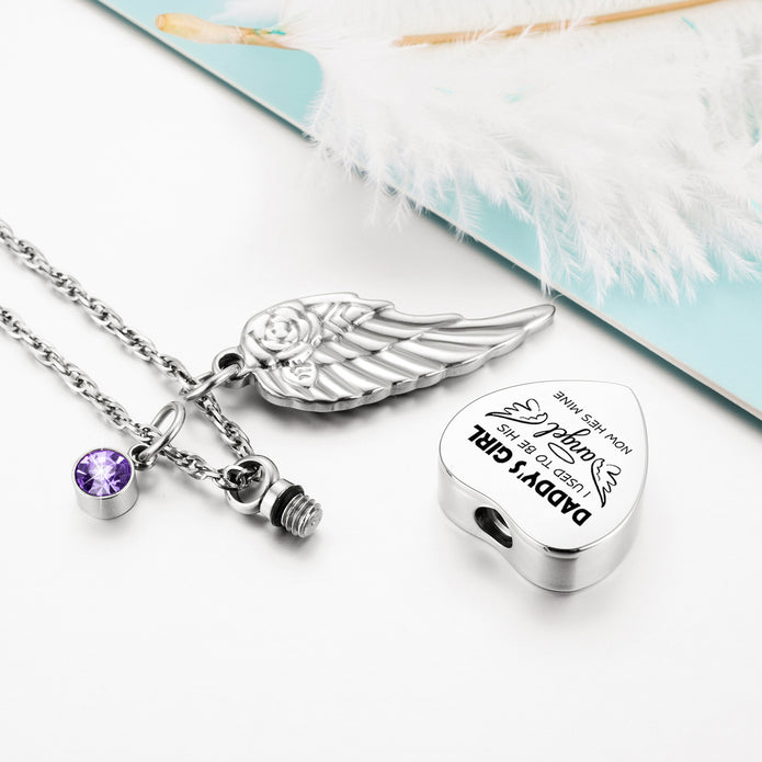 Angel Memorial Heart Necklace for Ashes