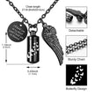 Black Butterfly Cylinder Urn Cremation Necklace for Ashes