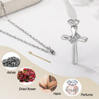 Dletay Cross Cremation Memorial Jewelry Crystal Urn Necklace